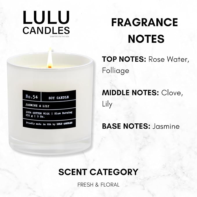 | Jasmine & Lily | Highly Scented Candles for Home - Soy Blend Jar Candle with 100% Cotton Wick, alternate product view 2