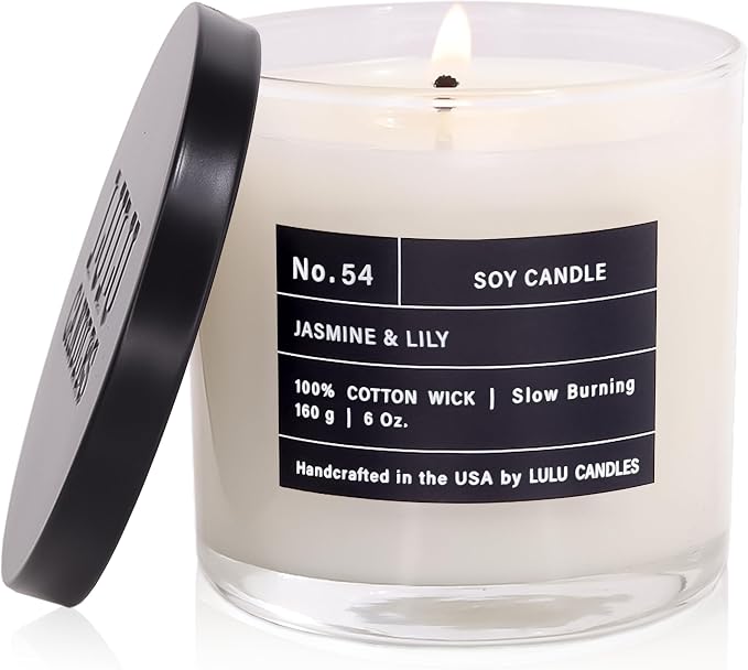 | Jasmine & Lily | Luxury Scented Soy Jar Candle | Hand Poured in The USA | Highly Scented & Long Lasting- 6 Oz., product