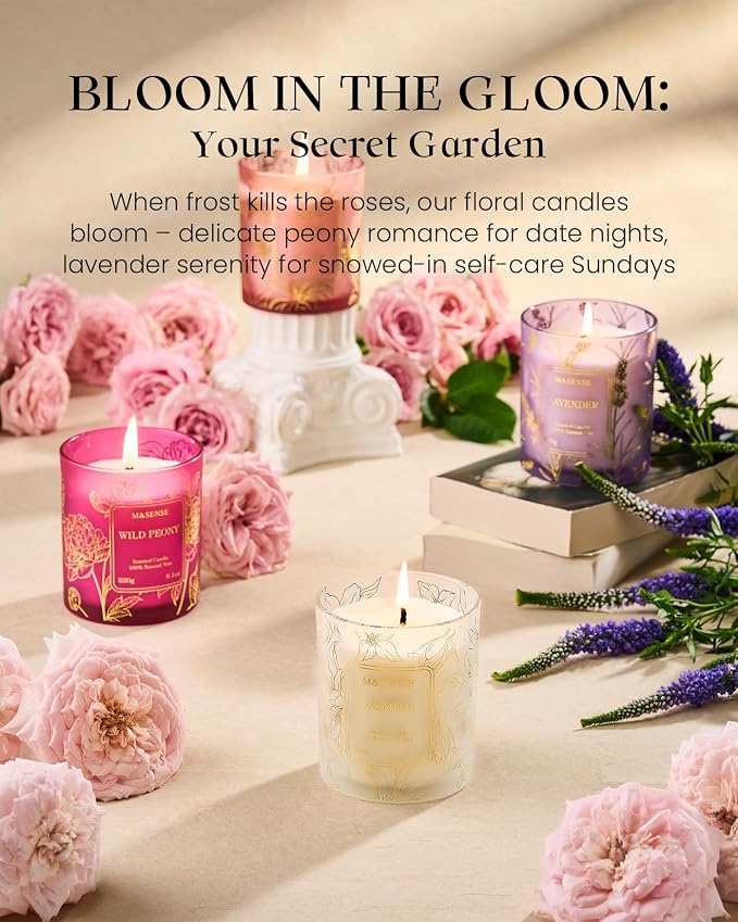 Jasmine Scented Soy Candles, 8.1oz 42-Hour Long Last Burning Time, No Toxin Aromatherapy Stress Relief Home Fragrance for