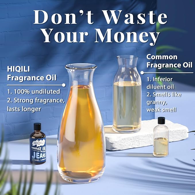 Jeans Fragrance Oil for Home Diffuser, Candles & Soap Making, DIY Perfume for Men, Clean & Comforting Scent - 3.38 Fl Oz