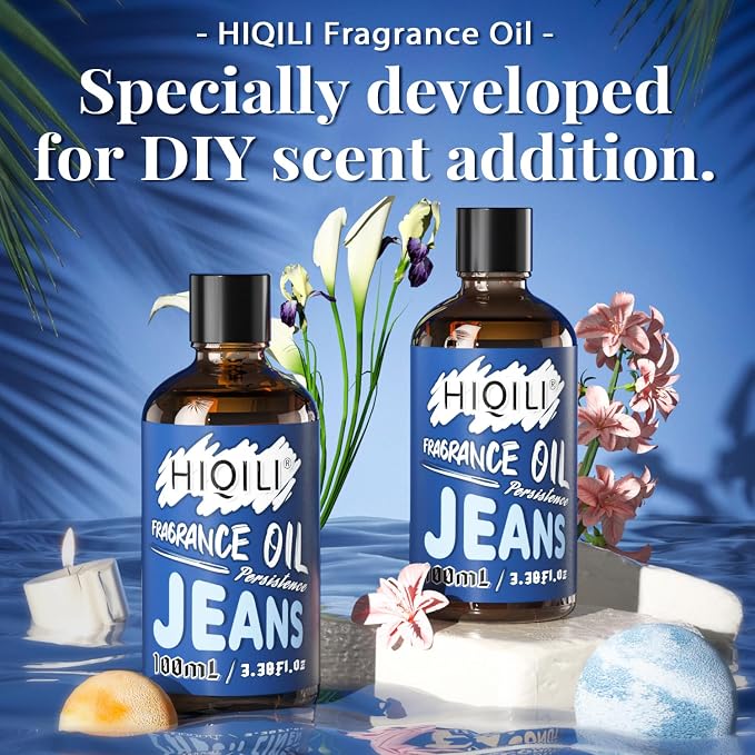 Jeans Fragrance Oil for Home Diffuser, Candles & Soap Making, DIY Perfume for Men, Clean & Comforting Scent - 3.38 Fl Oz