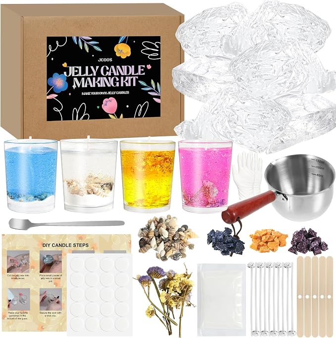 Jelly Candle Making Kit, DIY Jelly Wax Melts, Candle Making Kit for Adults, 1.5 lb Gel Wax for Candle Making, Candle Wick