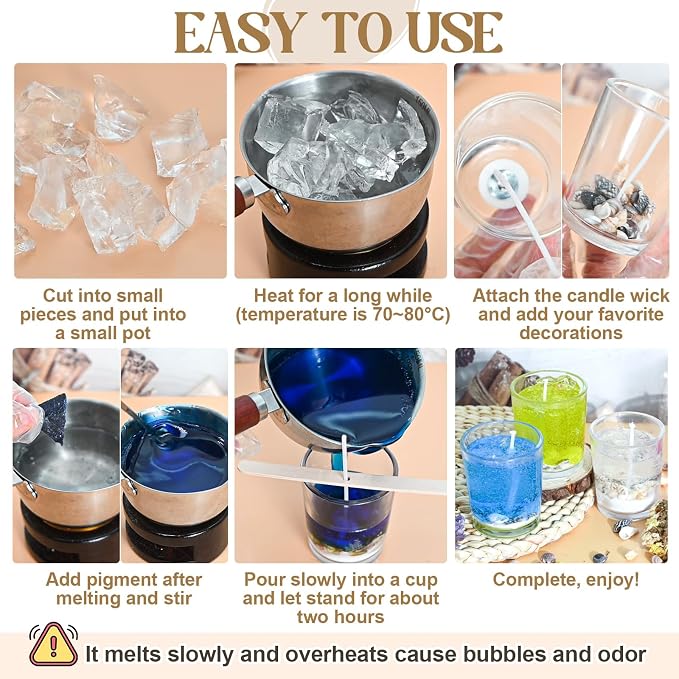 Jelly Candle Making Kit, DIY Jelly Wax Melts, Candle Making Kit for Adults, 1.5 lb Gel Wax for Candle Making, Candle Wick