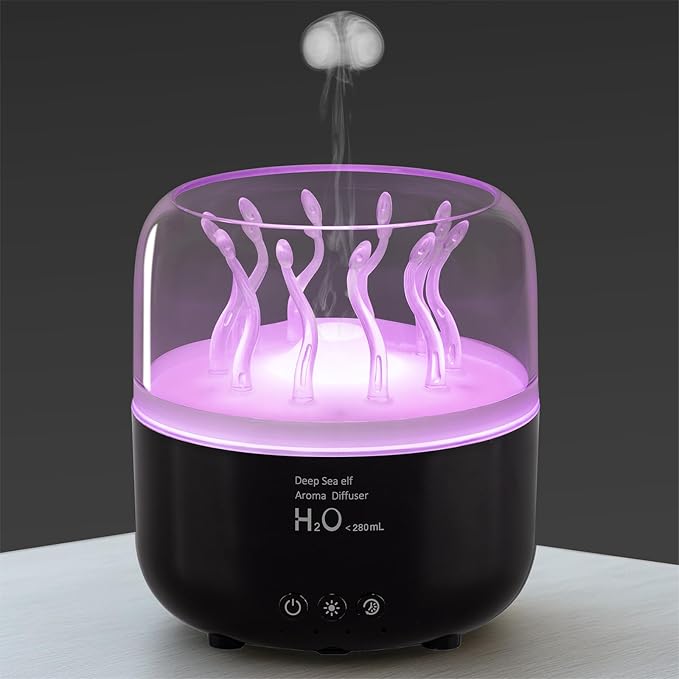 Jellyfish Humidifier Diffuser, 280ml Essential Oil Diffuser with Remote, 7 Color Lights, Quiet Ultrasonic Cool Mist