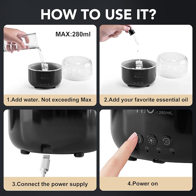 Jellyfish Humidifier Diffuser, 280ml Essential Oil Diffuser with Remote, 7 Color Lights, Quiet Ultrasonic Cool Mist