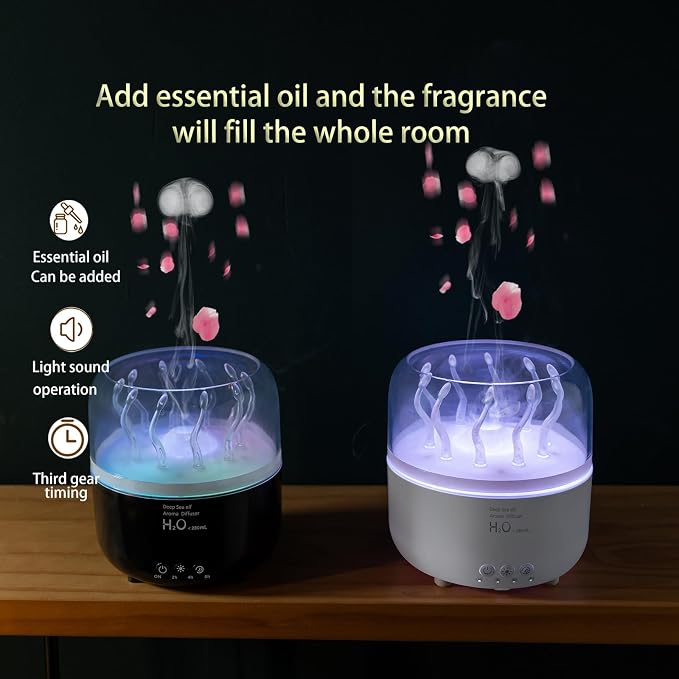 Jellyfish Humidifier Diffuser, 280ml Essential Oil Diffuser with Remote, 7 Color Lights, Quiet Ultrasonic Cool Mist