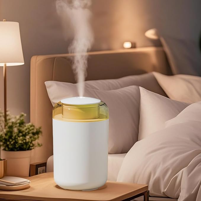 JORMRY Desk Humidifiers, Portable USB Humidifier with 7-Color Mood Light, 1.2L Quiet Mist Auto Shut-Off for Car, Office Room