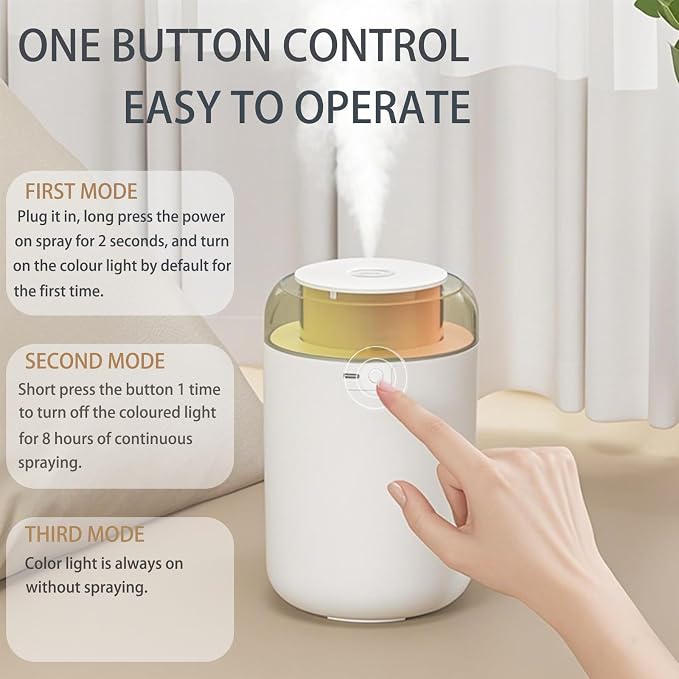 JORMRY Desk Humidifiers, Portable USB Humidifier with 7-Color Mood Light, 1.2L Quiet Mist Auto Shut-Off for Car, Office Room