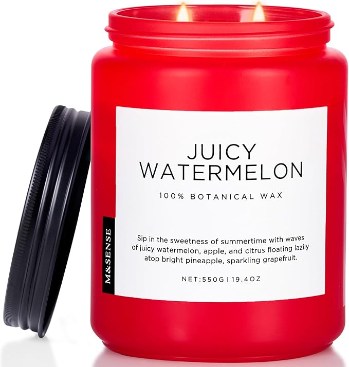 Juicy Watermelon Scented Candle, 19.4oz 110 Hours Clean made from natural materials Natural Soy Wax Long Lasting Candle