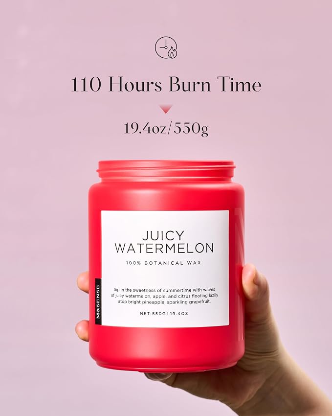 Juicy Watermelon Scented Candle, 19.4oz 110 Hours Clean made from natural materials Natural Soy Wax Long Lasting Candle