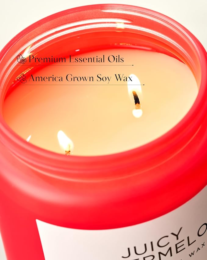 Juicy Watermelon Scented Candle, 19.4oz 110 Hours Clean made from natural materials Natural Soy Wax Long Lasting Candle