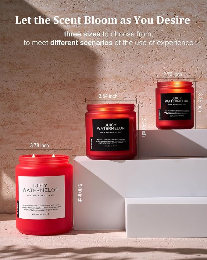 Juicy Watermelon Scented Candle, 19.4oz 110 Hours Clean made from natural materials Natural Soy Wax Long Lasting Candle