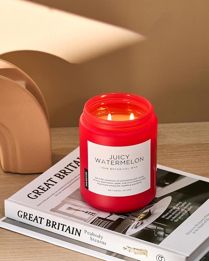 Juicy Watermelon Scented Candle, 19.4oz 110 Hours Clean made from natural materials Natural Soy Wax Long Lasting Candle
