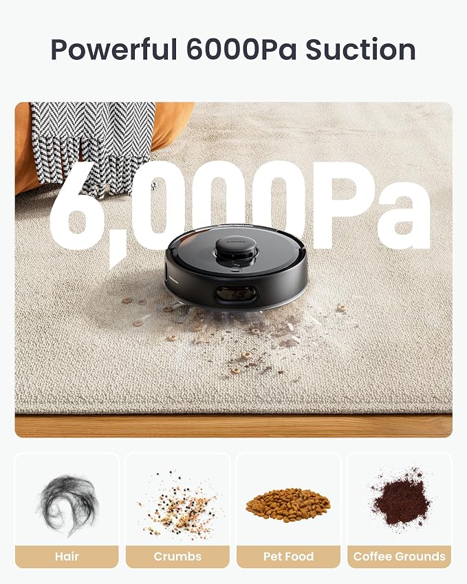 K11+ Robot Vacuum & Mop with Matter, 6000Pa Suction, 90-Day Hands-Free Self-Emptying, LDS Navigation, 3.6′′ Ultra, alternate