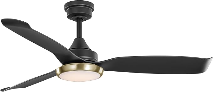 Kathy Ireland Home 52" Freya Ceiling Fan with Light & Remote, Damp Rated Indoor/Outdoor, Energy-Efficient 6-Speed DC Motor