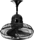 KC-BK Kaye 13" Indoor/Outdoor Damp Rated 90 Degree Oscillating Wall Mount Fan/Ceiling Fan with Wall Control, 3 Metal Blades