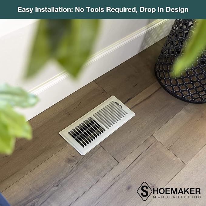 Khaki Light, 2x12, Premium Floor Register, All Steel Heavy Duty Vent Cover, alternate product view 3