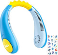 Kids Neck Fan with Shark Sticker, Bladeless Fan for Kids, Safe Portable Rechargeable Cooling Fan for 4-14Y Boys, 2600mAh