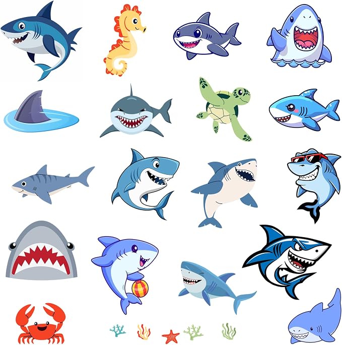 Kids Neck Fan with Shark Sticker, Bladeless Fan for Kids, Safe Portable Rechargeable Cooling Fan for 4-14Y Boys, 2600mAh