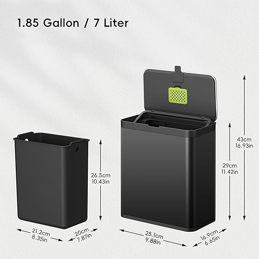 Kitchen Compost Bin, 7L / 1.85 Gal Stainless Steel with Removable Inner Bucket and Deodorizer Compartment, alternate product