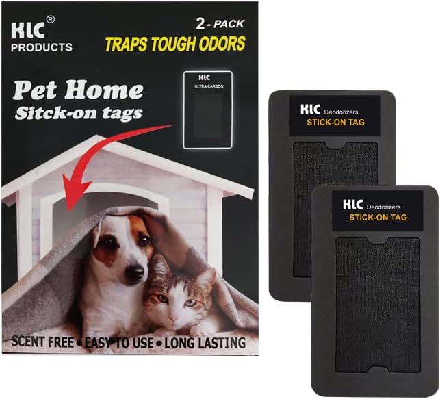 KLC Pet Odor Absorbing Charcoal Air Freshener - Stick-On Tag, 2-Pack Deodorizer for Litter Box, product image