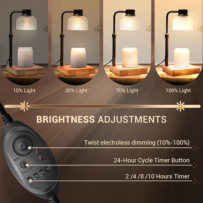 KLL Candle Warmer Lamp with Timer and Dimmer: Retro Electric Wax Melt Warmer for Scented Candles - Aesthetic Home Decor for