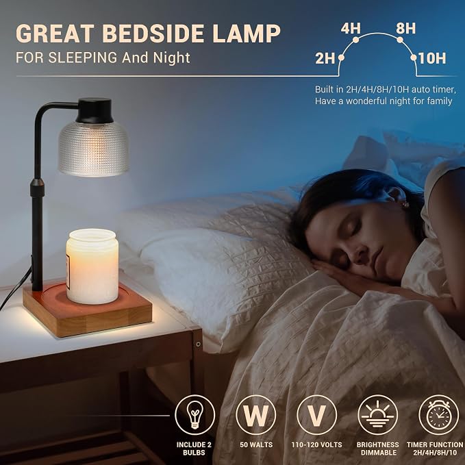 KLL Candle Warmer Lamp with Timer and Dimmer: Retro Electric Wax Melt Warmer for Scented Candles - Aesthetic Home Decor for
