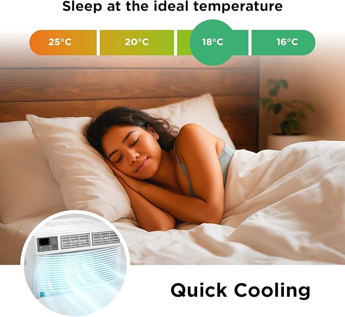 KM12K-R 12,000 BTU Window Air Conditioner for Large Rooms up to 550 Sq. Ft. – Quiet Cooling, Remote Control, Digital Display