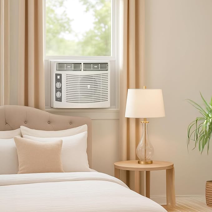 KM5K-M 5,000 BTU Window Air Conditioner for Small Rooms up to 150 Sq. Ft. – Quiet Cooling, Easy Install, Energy Efficient AC