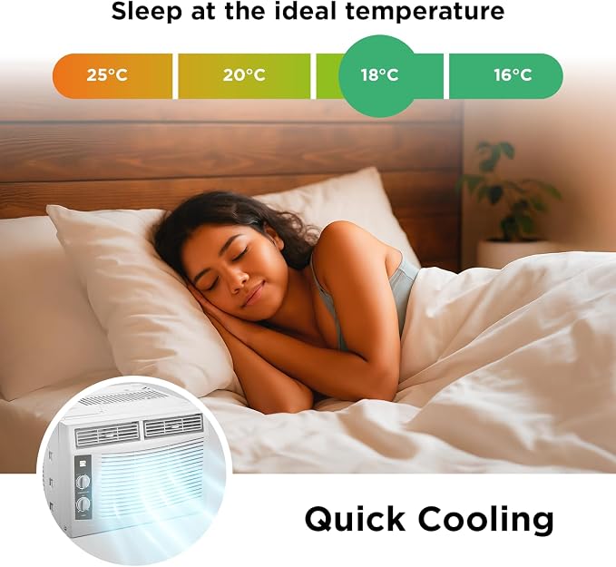 KM5K-M 5,000 BTU Window Air Conditioner for Small Rooms up to 150 Sq. Ft. – Quiet Cooling, Easy Install, Energy Efficient AC
