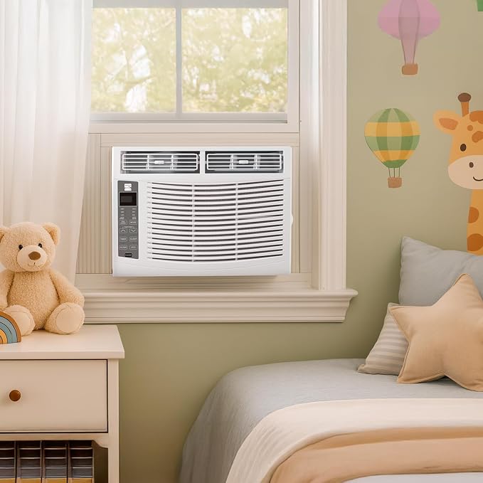 KM6K-R 6,000 BTU Window Air Conditioner for Small to Medium Rooms up to 250 Sq. Ft. – Quiet Cooling, Remote Control, Easy