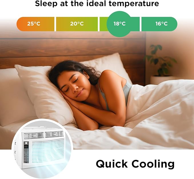 KM6K-R 6,000 BTU Window Air Conditioner for Small to Medium Rooms up to 250 Sq. Ft. – Quiet Cooling, Remote Control, Easy