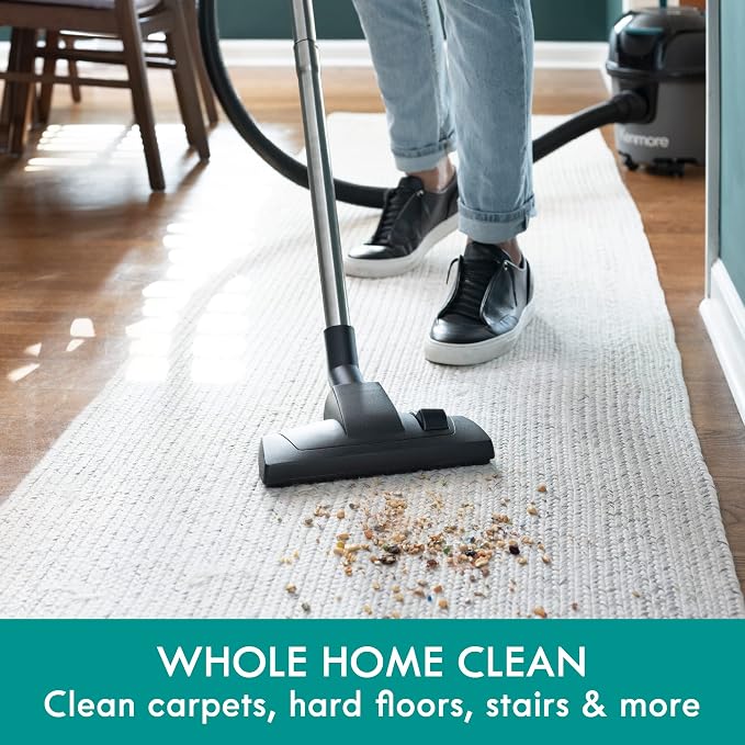 KW3010 Bagged Canister Vacuum 3 Gallon Lightweight Cleaner High Efficient with 3 Cleaning Tools & Washable Filter for