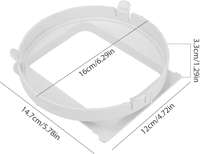 KY25 Exhaust Duct Interface for Portable Air Conditioner, 5.9 inch A/C Hose Tube Pipe Connector, White Plastic, Hardware