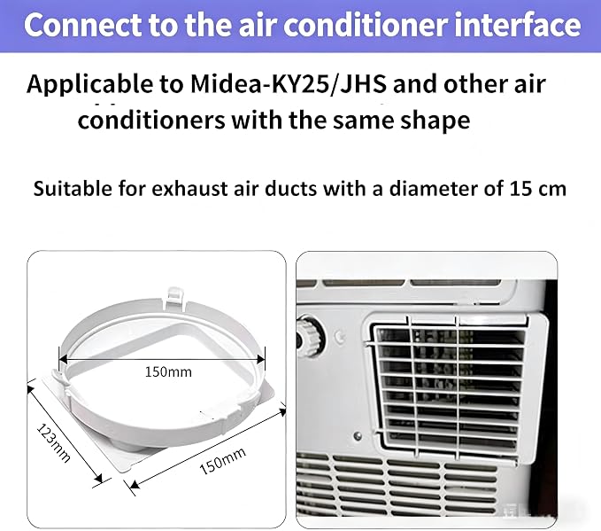 KY25 Exhaust Duct Interface for Portable Air Conditioner, 5.9 inch A/C Hose Tube Pipe Connector, White Plastic, Hardware