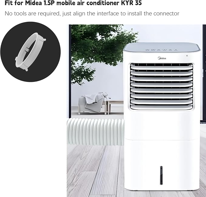 KYR35 Exhaust Duct Interface for Portable Air Conditioner 5.9 inch A/C Hose Tube Pipe Connector White Plastic, alternate