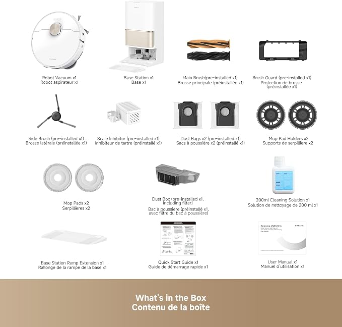L50 Ultra Robot Vacuum and Mop White, 19,500Pa Suction, with Auto-Empty and Mop Self-Cleaning, Precise Obstacle Avoidance