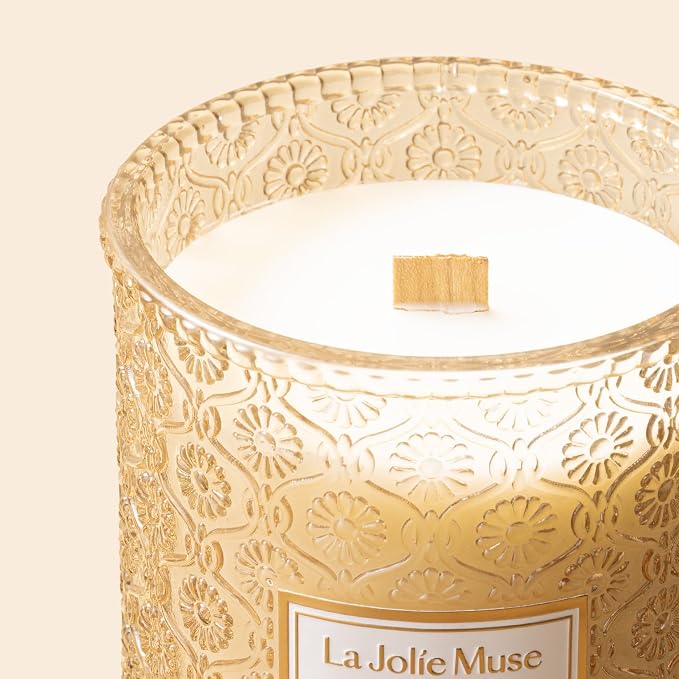 Ginger & White Musk Candle | Ginger, Lemongrass & Musk | 19 oz Wooden Wick | Natural Soy Wax | 90 Hours