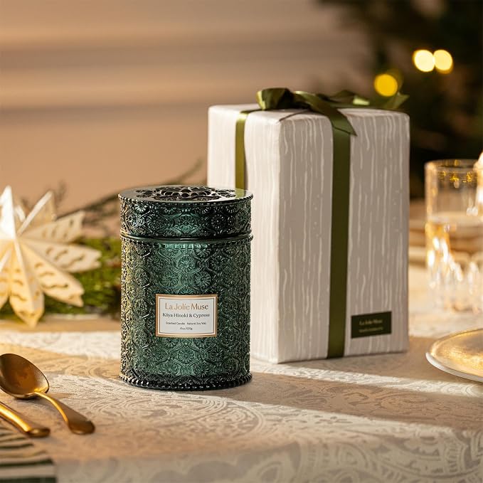 Kōya Hinoki & Cypress Candle | Pine, Hinoki & Cedarwood | 19 oz Wooden Wick Soy Candle | 90-Hour Burn