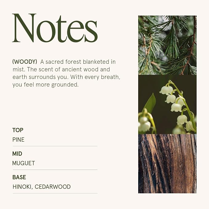 Kōya Hinoki & Cypress Candle | Pine, Hinoki & Cedarwood | 19 oz Wooden Wick Soy Candle | 90-Hour Burn