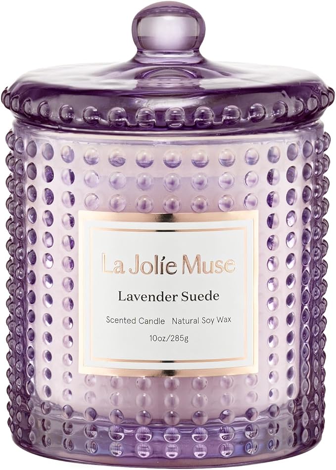 Lavender Suede Candle - Lavender, Eucalyptus, Sandalwood | 10 oz Natural Soy Wax | 55 Hours Clean Burn |, product