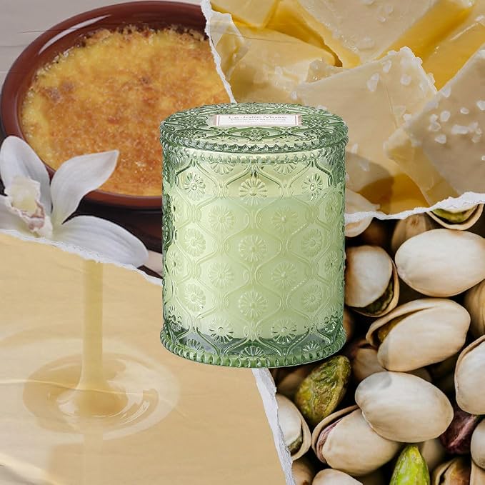 Pistachio Macaron Scented Candle | Pistachio, Milk & Vanilla | 6 oz Natural Soy Wax | 40 Hours Clean Burn