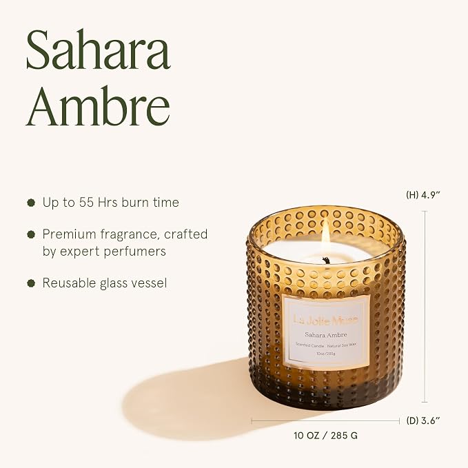 Sahara Amber Scented Candle | Bergamot, Clove & Amber | 10 oz Soy Candle | Natural Soy Wax | 55 Hours, alternate