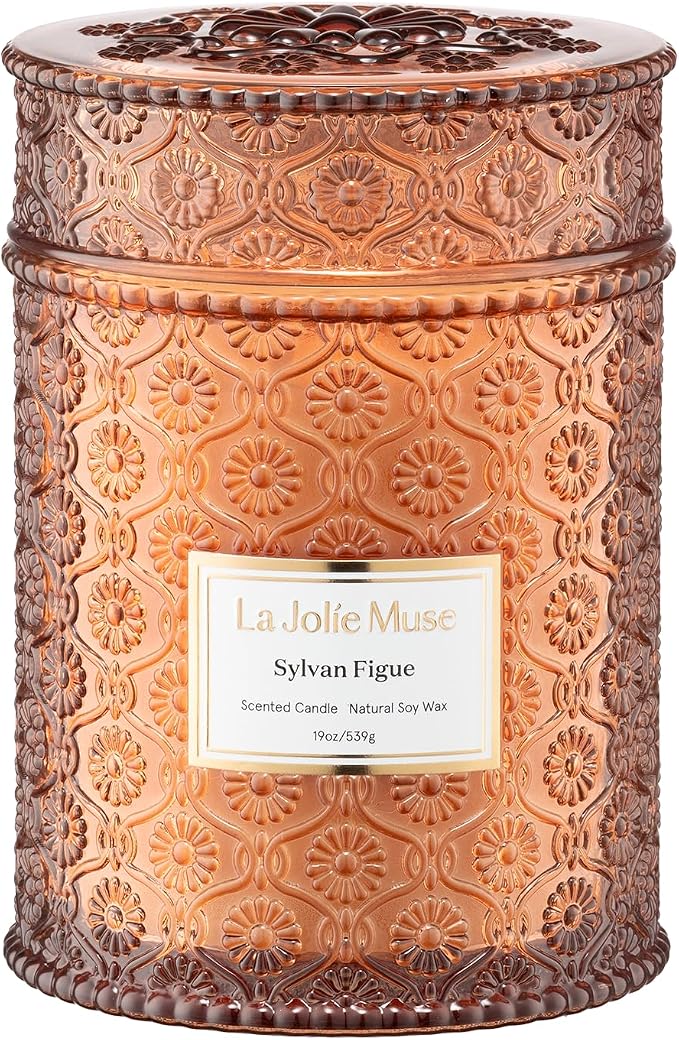 Sylvan Figue Candle | Fig Leaf, Red Berries, Sandalwood | 19 oz Large Wooden Wick Candle | Natural Soy Wax