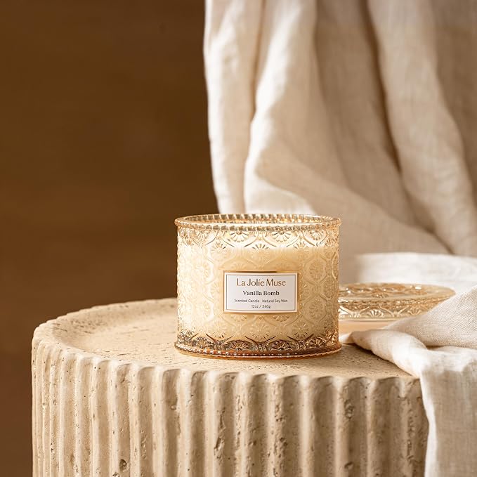 Vanilla Bomb Candle – Lemon Zest, Fressia & Patchouli | 12 oz Large 2-Wick Soy Wax Candle | 60 Hours Clean