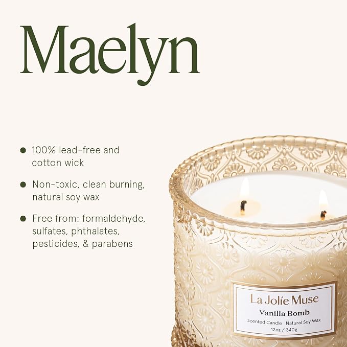 Vanilla Bomb Candle – Lemon Zest, Fressia & Patchouli | 12 oz Large 2-Wick Soy Wax Candle | 60 Hours Clean