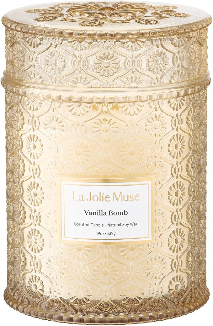 Vanilla Bomb Candle| Vanilla, Lemon Zest & Patchouli |19 oz Large Wooden Wick | Natural Soy Wax | 90 Hours