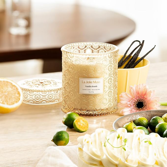 Vanilla Bomb Candle| Vanilla, Lemon Zest & Patchouli |19 oz Large Wooden Wick | Natural Soy Wax | 90 Hours
