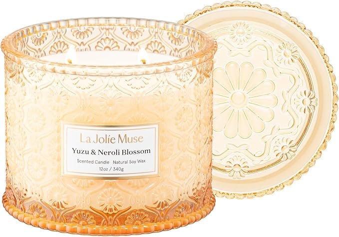 Yuzu & Neroli Blossom Candle - Yuzu, Orange Blossom, Cedarwood | 12 oz Large 2-Wick Soy Wax Candle | 60, product