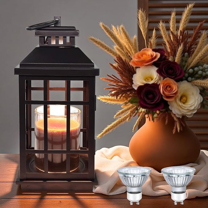 Lantern Candle Warmer with Timer Enclosed Metal Cross Design, Flameless Dimmable Warmer for Large Jar Candles, product image